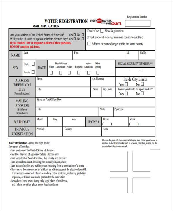 voter registration form sample