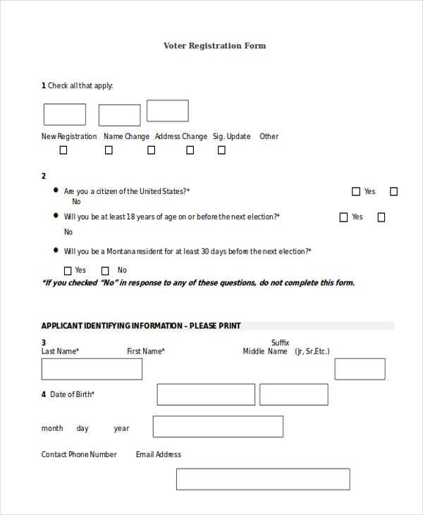 voter registration form
