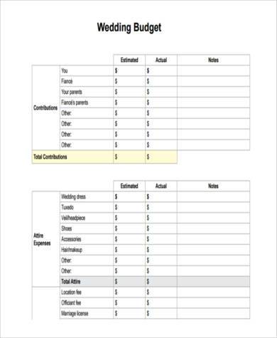 wedding budget form in pdf