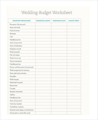 FREE 7+ Sample Wedding Budget Forms in PDF | MS Word