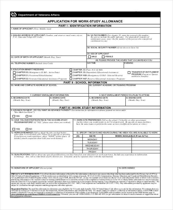 FREE 7+ Sample Work Application Forms in PDF | MS Word