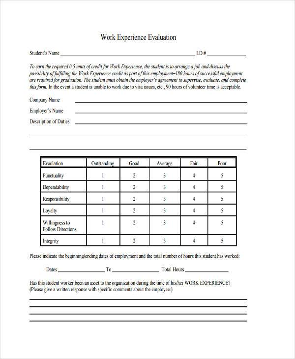 Free 7 Work Evaluation Form Samples In Pdf Hot Sex Picture 0224