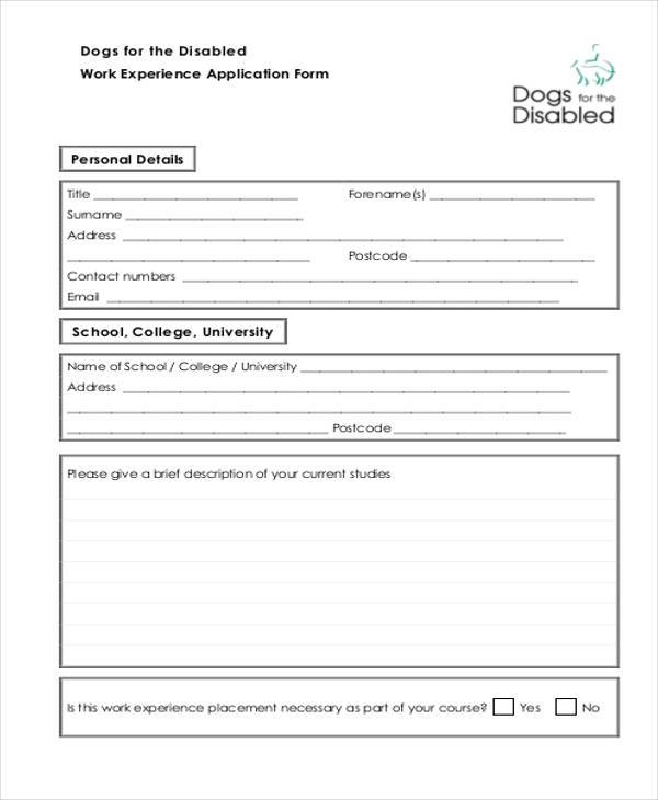 FREE 7 Sample Work Application Forms In PDF MS Word