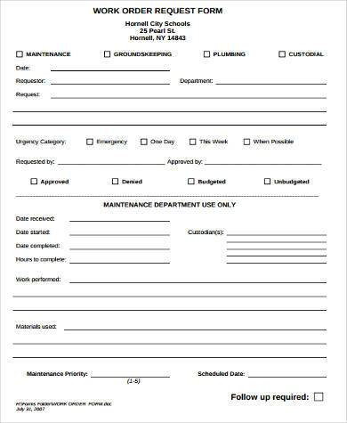 FREE 9+ Sample Work Request Forms in PDF | MS Word