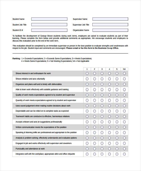 FREE 10+ Student Evaluation Forms in PDF | MS Word