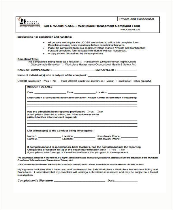 free-7-sample-harassment-complaint-forms-in-ms-word-pdf