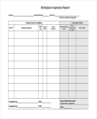 workplace inspection report form
