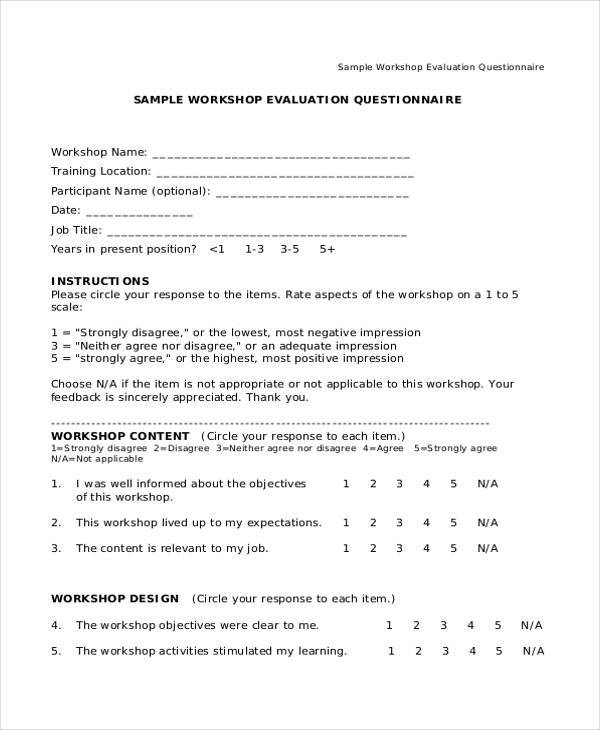 workshop evaluation survey form