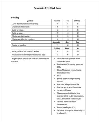 workshop feedback form example