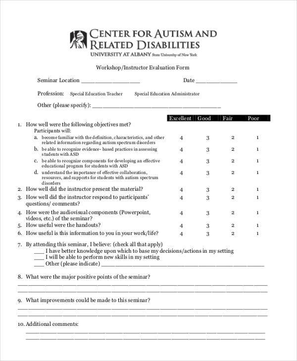 FREE 8+ Instructor Evaluation Forms in PDF | MS Word