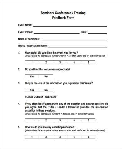 workshop training feedback form