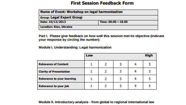 FREE 8+ Sample Session Feedback Forms in PDF | MS Word