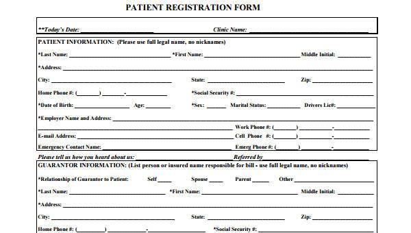 Free 9 Patient Registration Form Samples In Pdf Excel Ms Word 9070