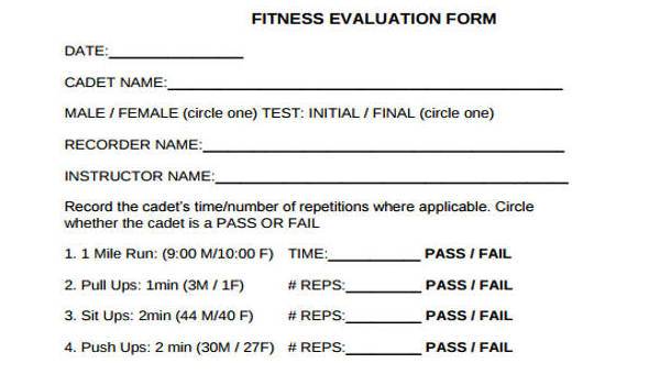 FREE 9+ Fitness Assessment Form Samples in PDF