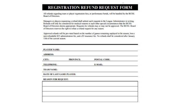 FREE 7  Sample Refund Request Forms in PDF MS Word