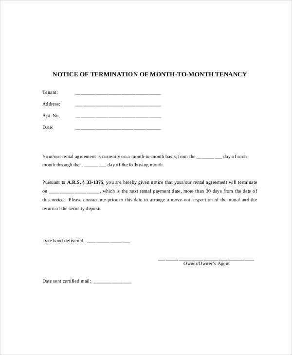 30 day termination notice form