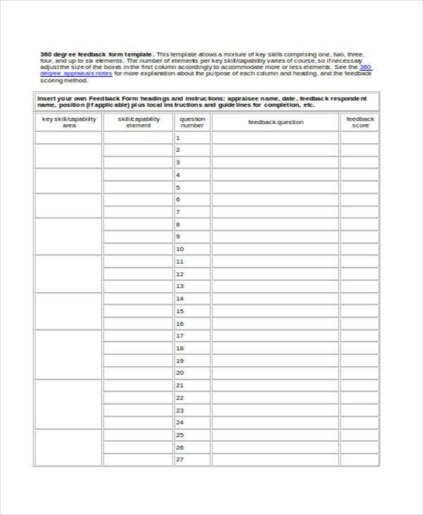 FREE 15+ Form for 360 Degree Feedback Samples, PDF, MS Word, Google ...
