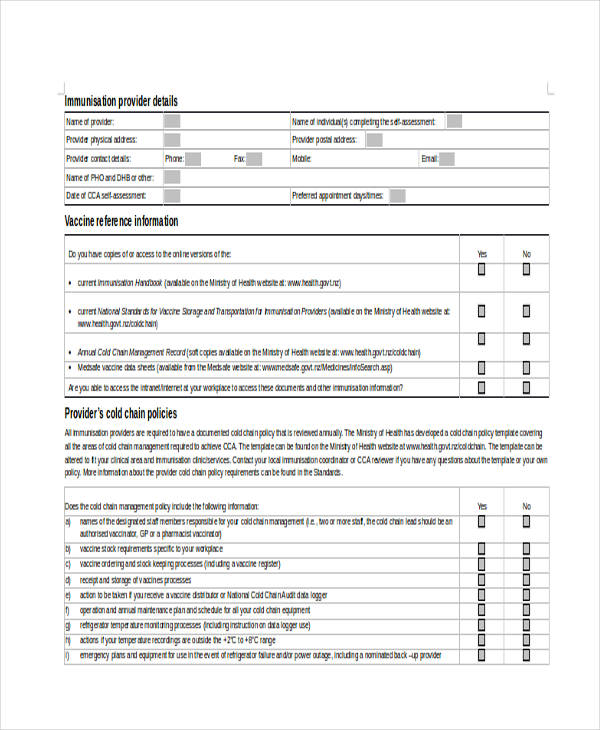 accreditation provider self assessment form