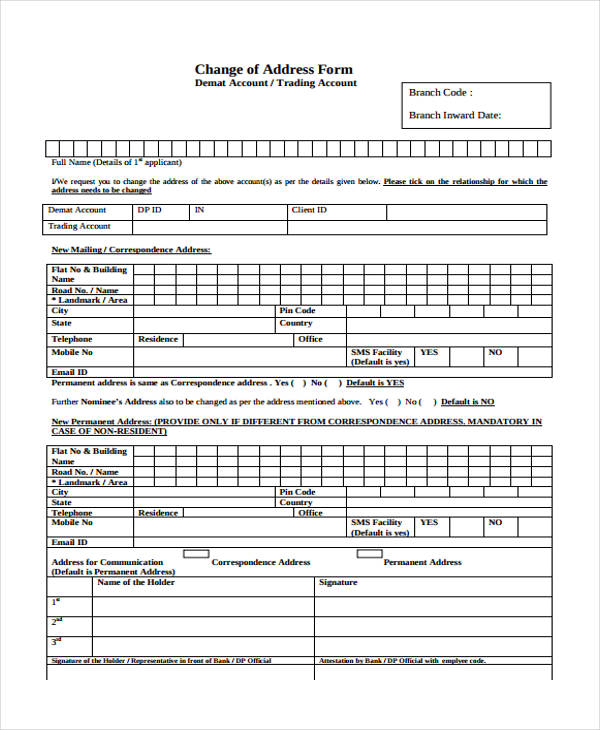 address change form pdf