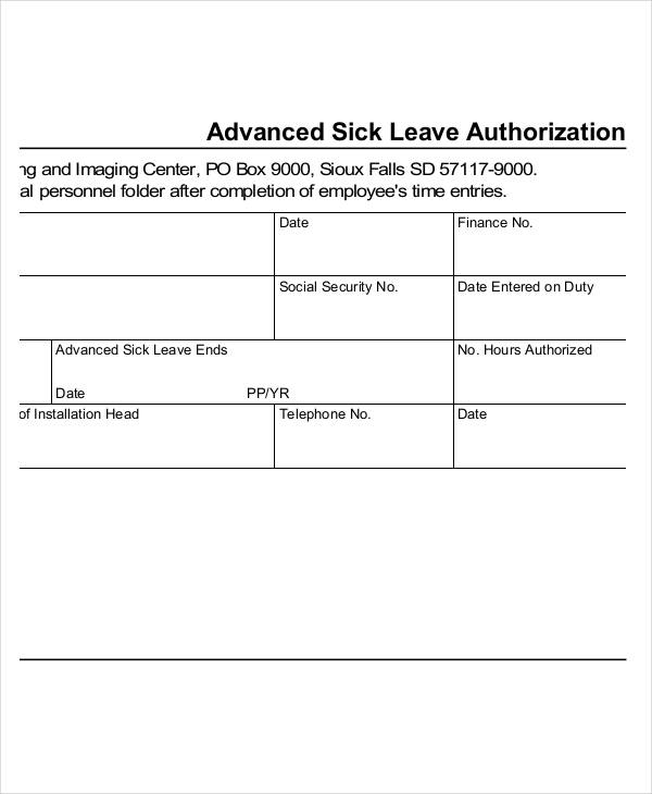 advanced sick leave authorization form
