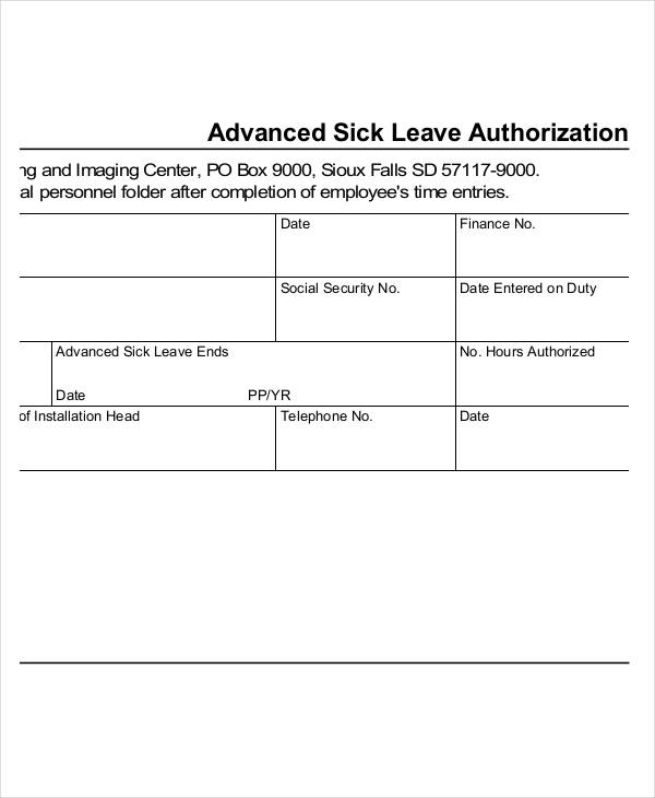 Free 14 Sample Leave Authorization Forms In Pdf Ms Word