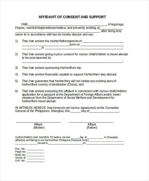 affidavit of consent and support form1
