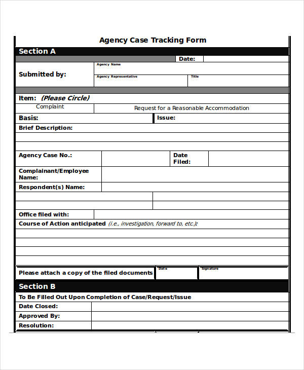 agency case tracking form