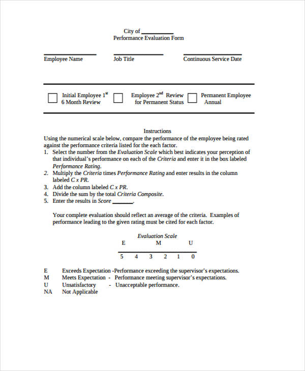 annual employee evaluation review form