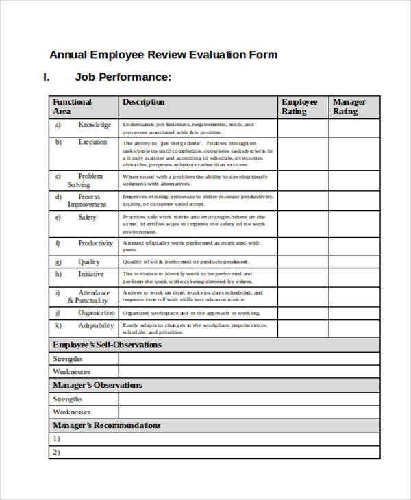 Downloadable Free Employee Evaluation Forms Printable TUTORE ORG 