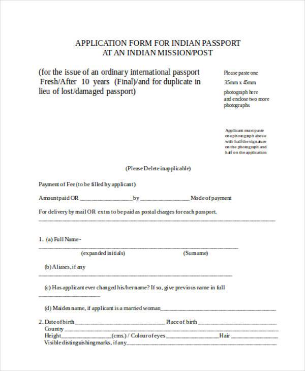 application for indian passport