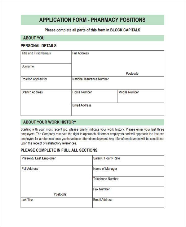Simple Job Application Template from images.sampleforms.com