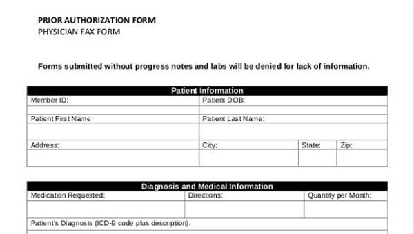 FREE 13  Prior Authorization Forms in PDF MS Word