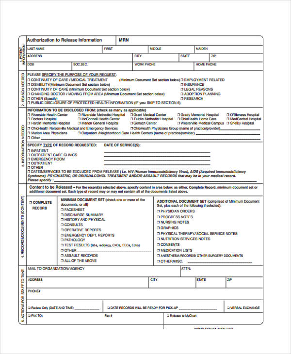 authorization to release information form