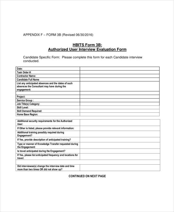 authorized user interview evaluation form1