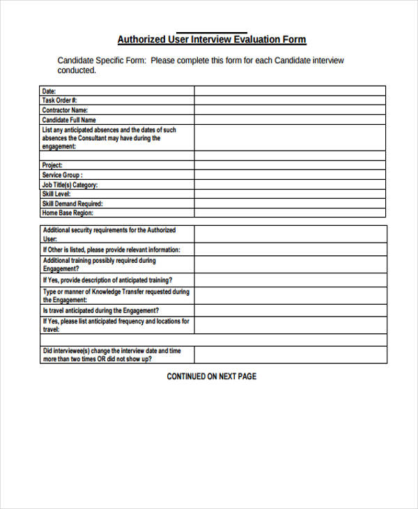 authorized user interview evaluation form2