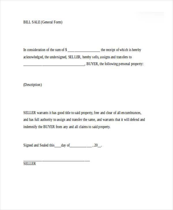 basic free bill of sale form