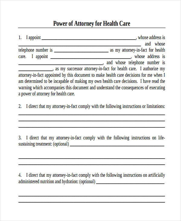 basic health care power of attorney form