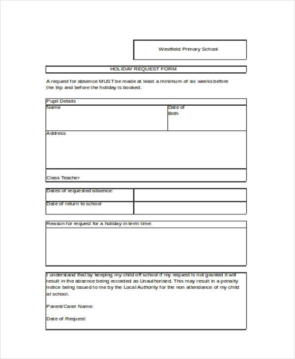 basic holiday request form1