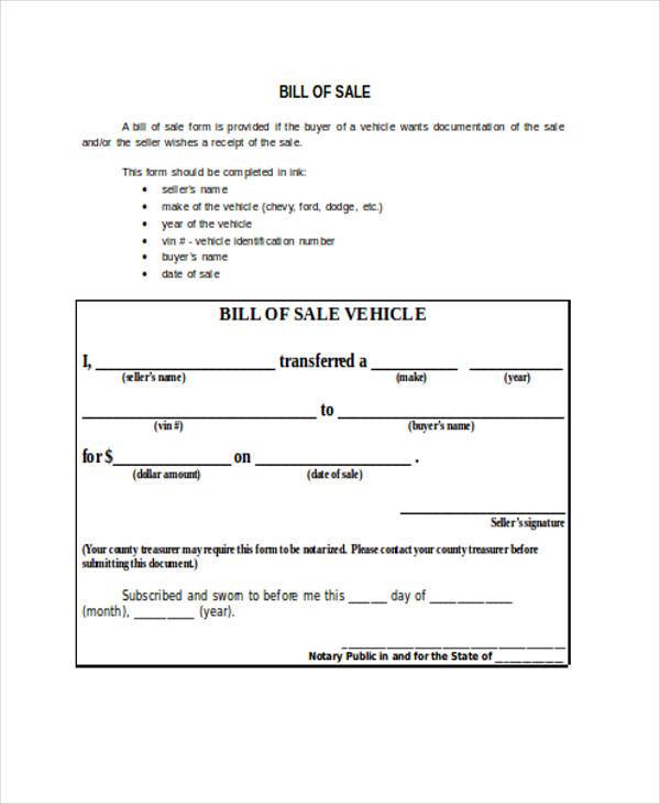 FREE 36+ Bill of Sale Forms in MS Word