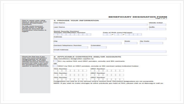beneficiary designation form