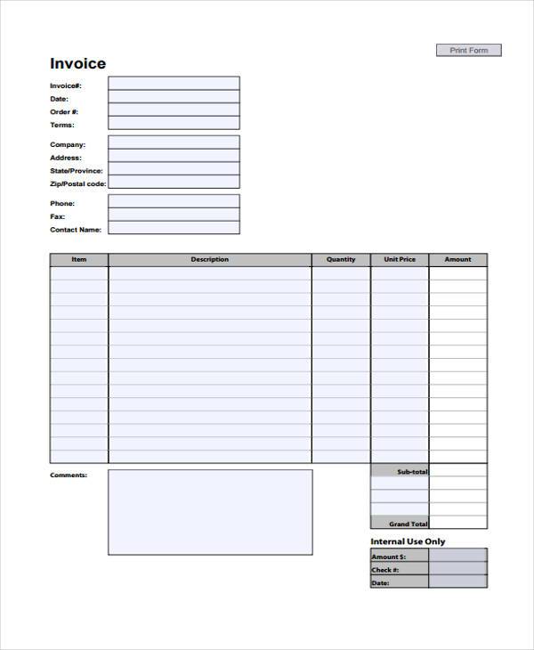 blank business invoice form1