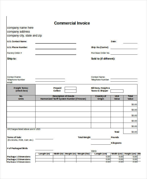 blank commercial invoice form4