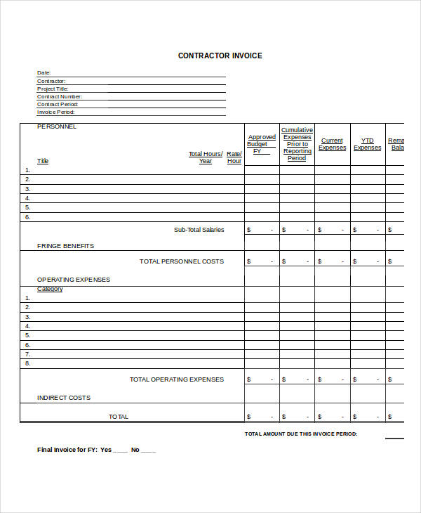 blank contractor invoice form2