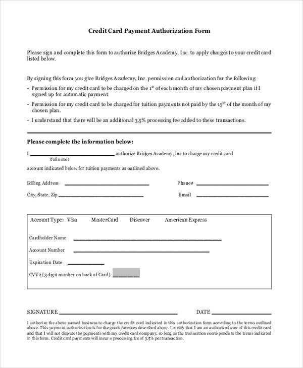 Free 42 Blank Authorization Forms In Pdf Excel Ms Word 2972