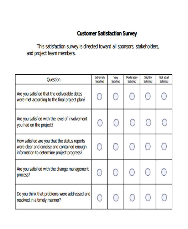 Free Printable Customer Satisfaction Survey Template Collection Gambaran