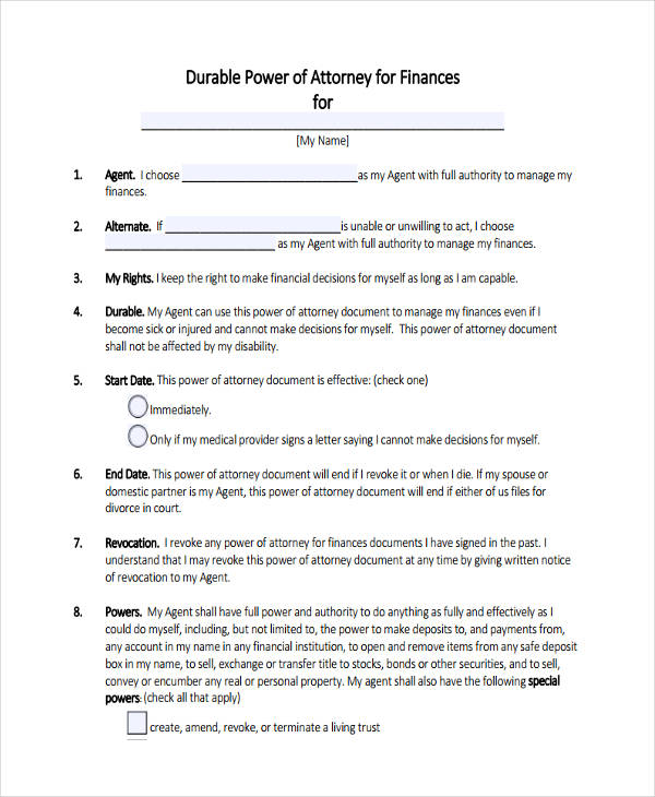 blank durable power of attorney form2
