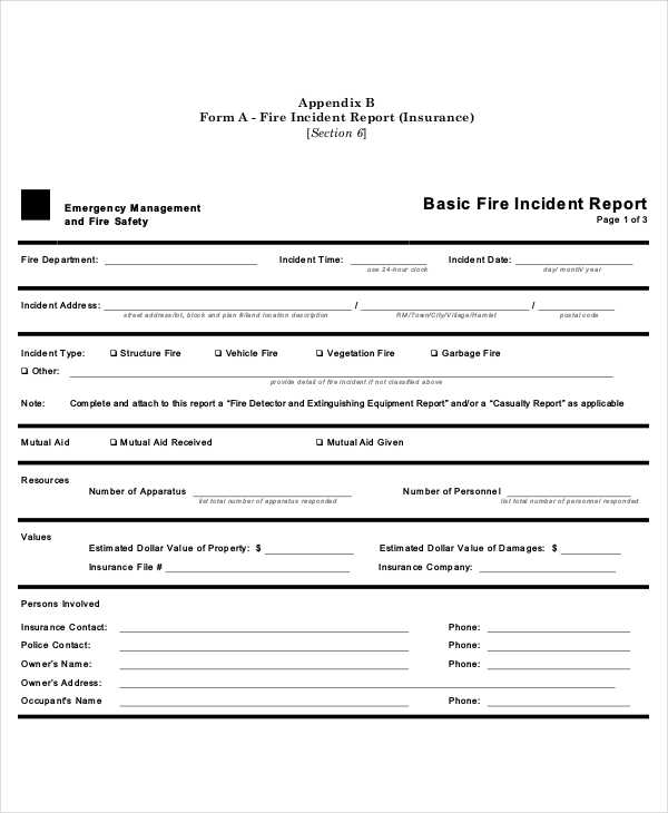 blank fire incident report form1