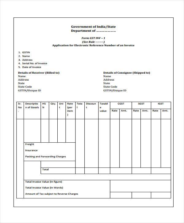 blank invoice form format