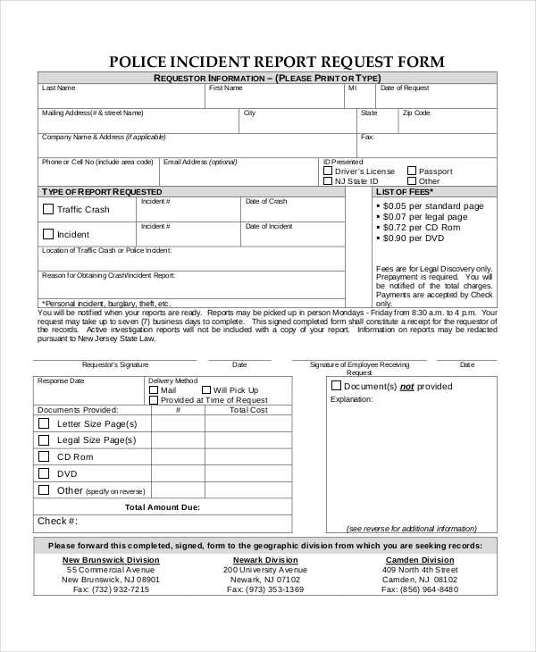 blank police incident report form1