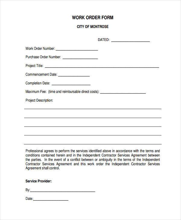 blank printable work order form